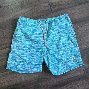 Psycho Bunny Blue Geometric Mens Swim Trunks Size M